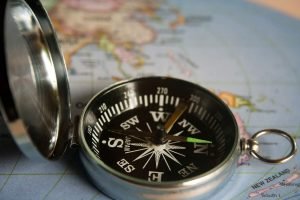 A compass on a map