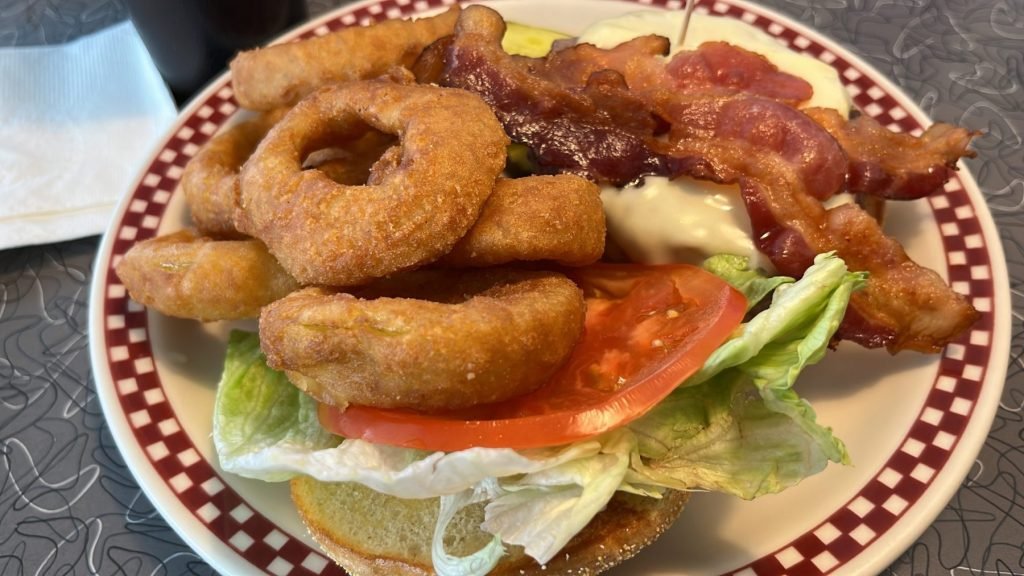 Prospect Diner Burger and Onion Rings in Lake George