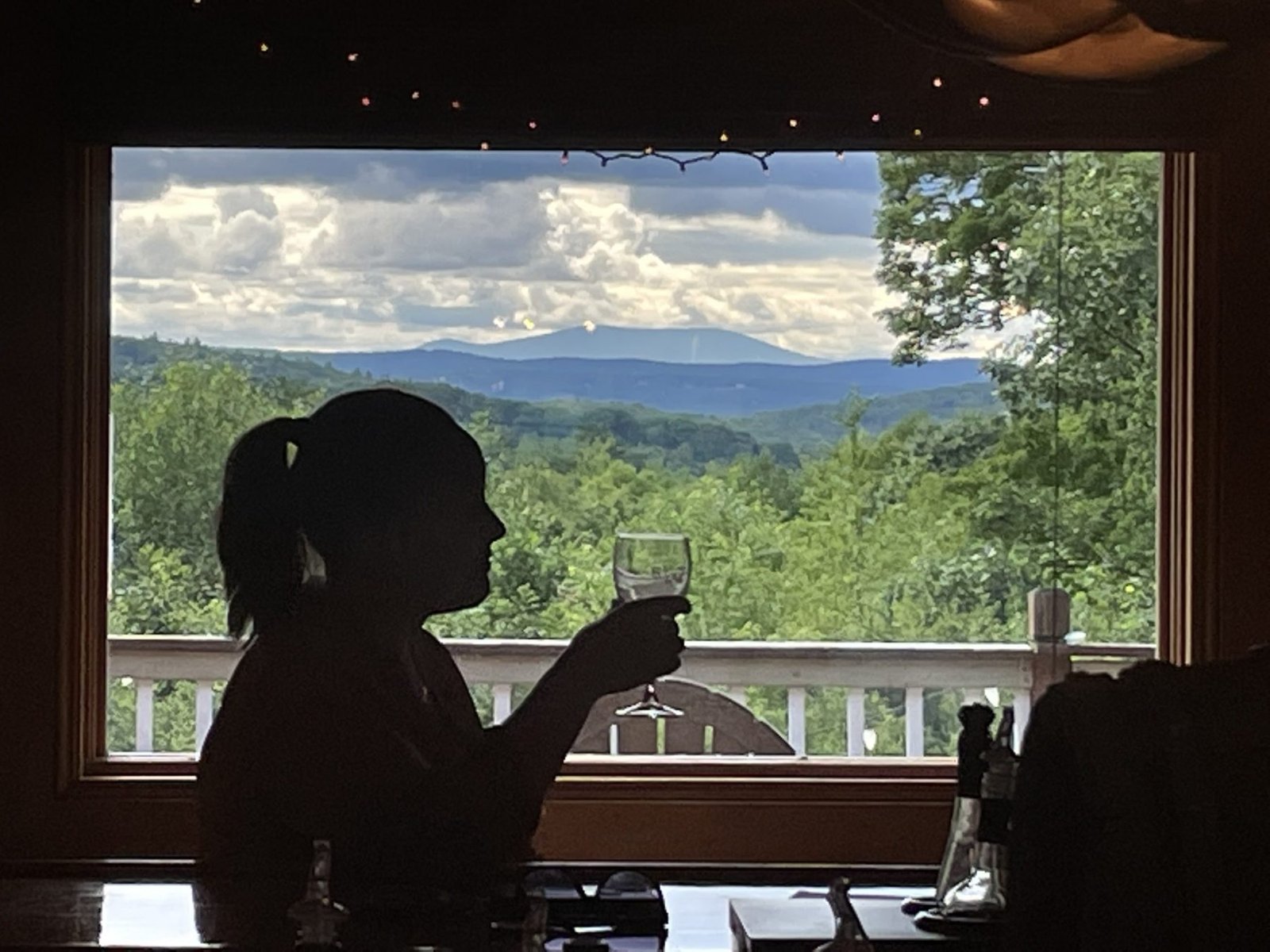 A glass of wine, great company, and a gorgeous view