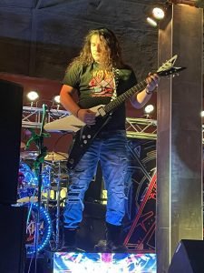 Adam Colagrossi playing guitar for Hysteria at Crystal Bees in Southington, CT.