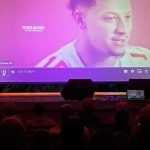 Kansas City Chiefs player, Patrick Mahomes, on the "big screen"