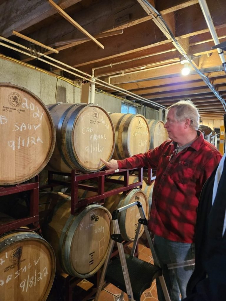 Darren at the Summit Winery in the Barrel Room