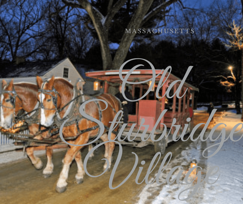 Old Sturbridge Village with horses by candlelight
