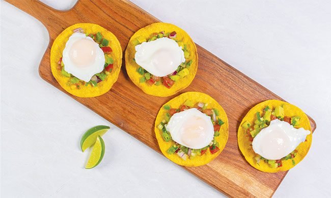 Poached eggs tostadas