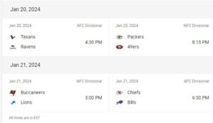Playoff Games this weekend