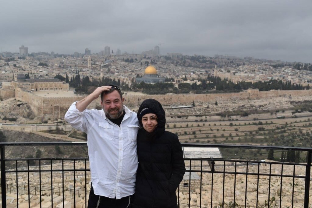 Ken and family in Israel Overlooking the Dome of the Rock