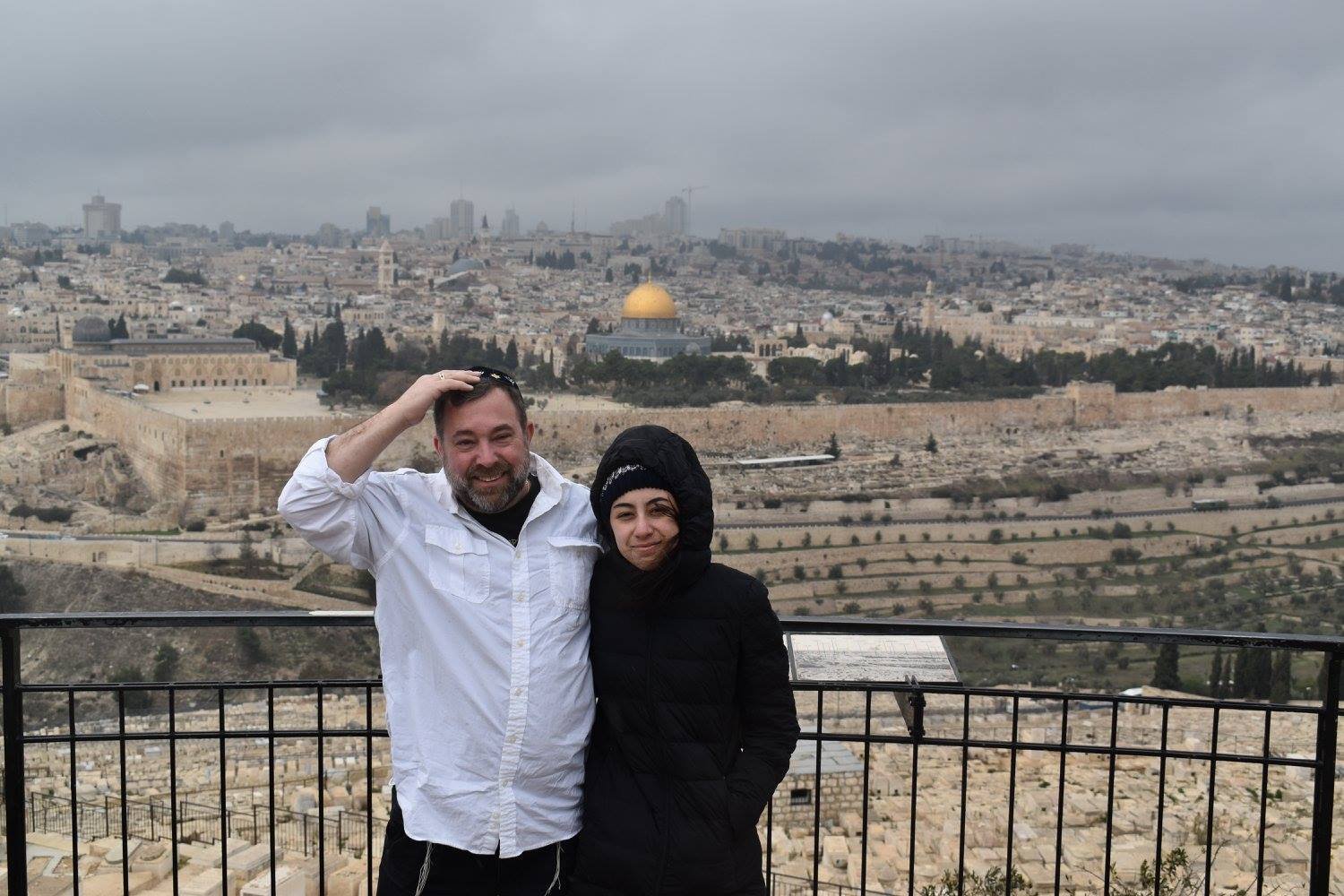 Ken and family in Israel Overlooking the Dome of the Rock