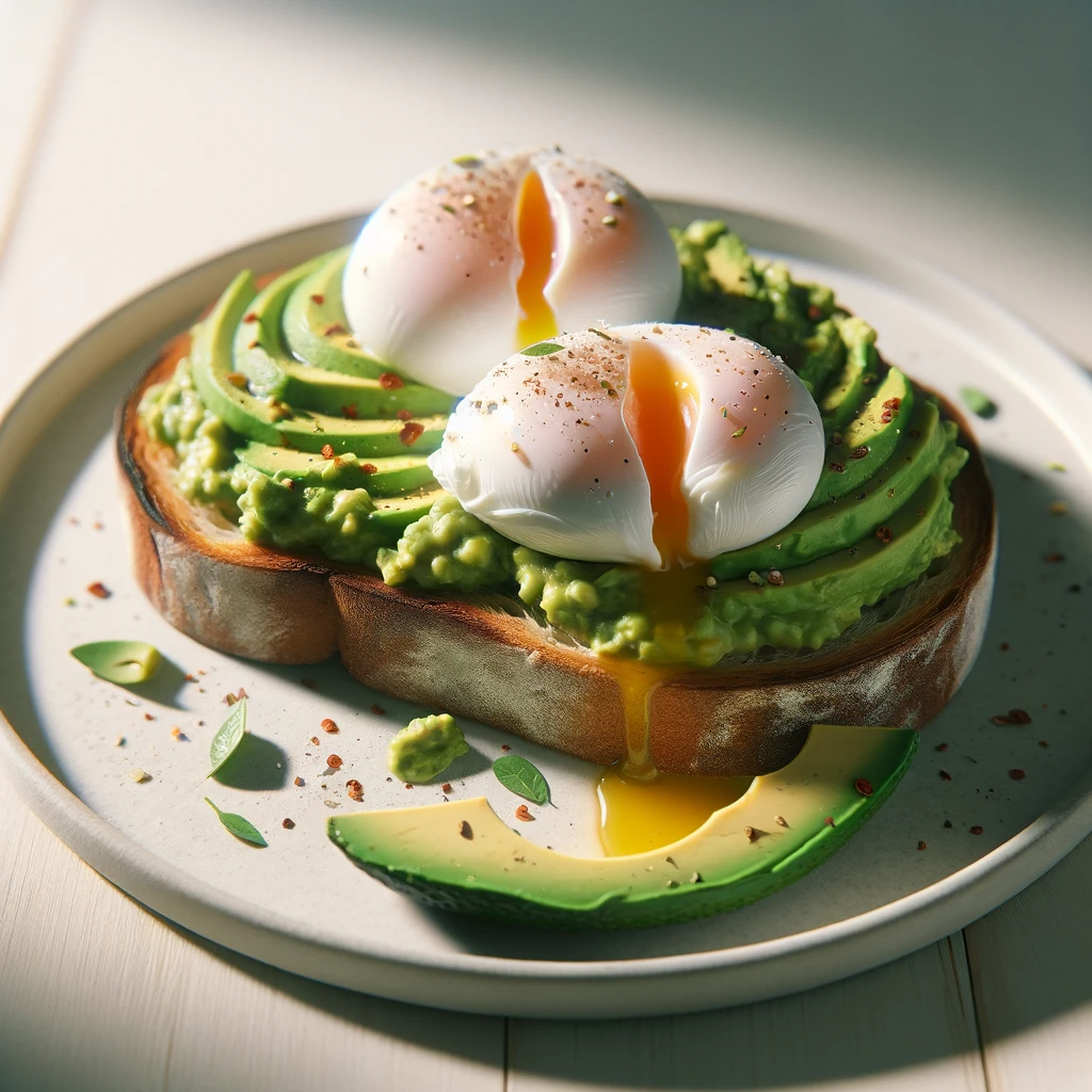Avocado toast with poached eggs