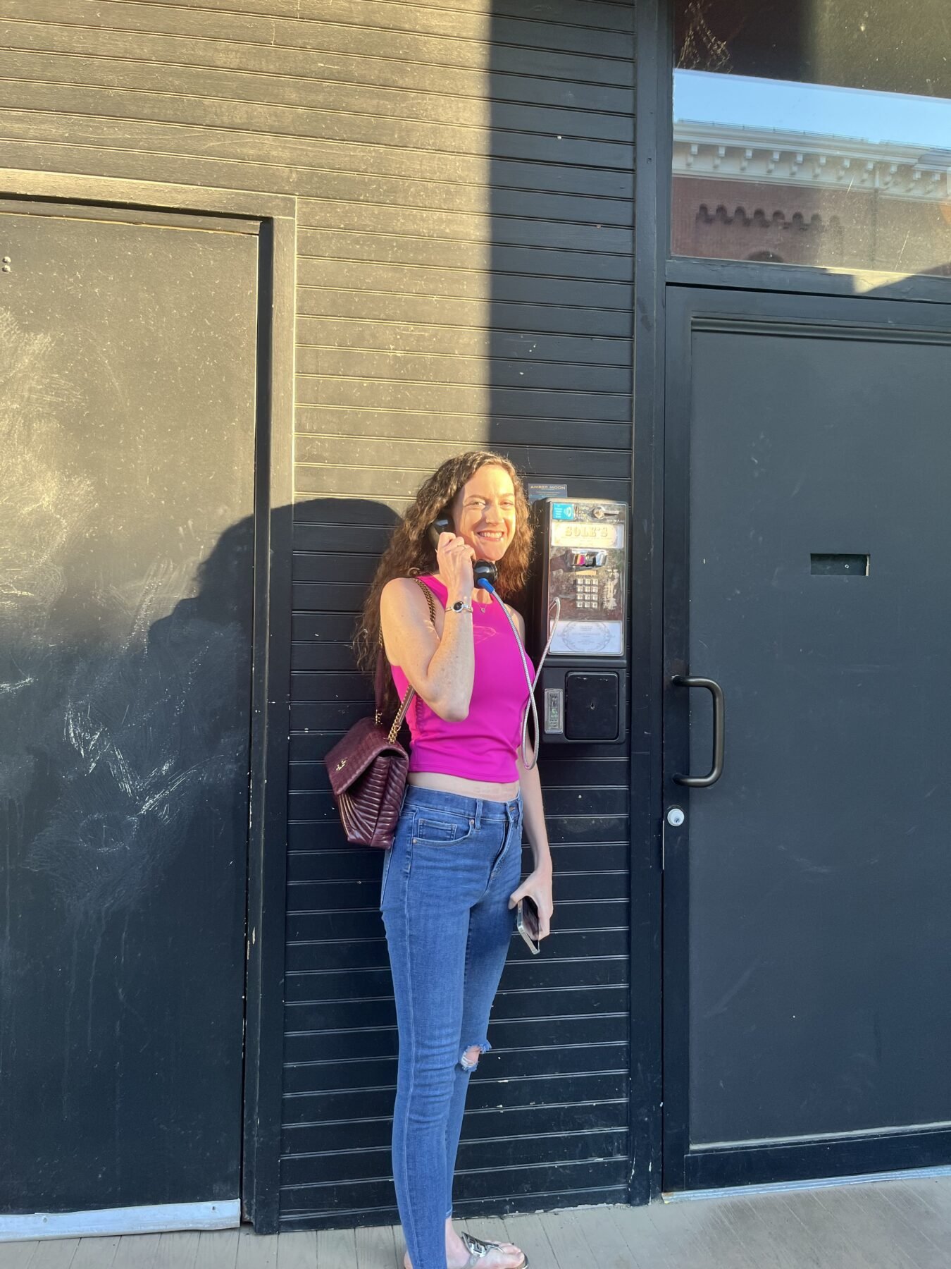 My daughter, Amy, calling in a "shoe order", at Sole's