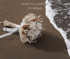 Sand, Sea, and Sun Weddings-Floral bouquet on the beach