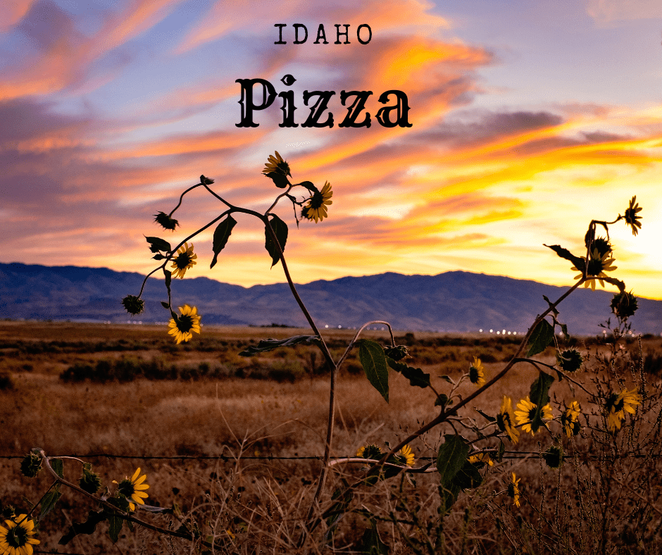 Idaho Pizza branch in front of a mountain sunrise