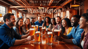 Beers & Breweries in Washington-Folks at the table, beers in hands
