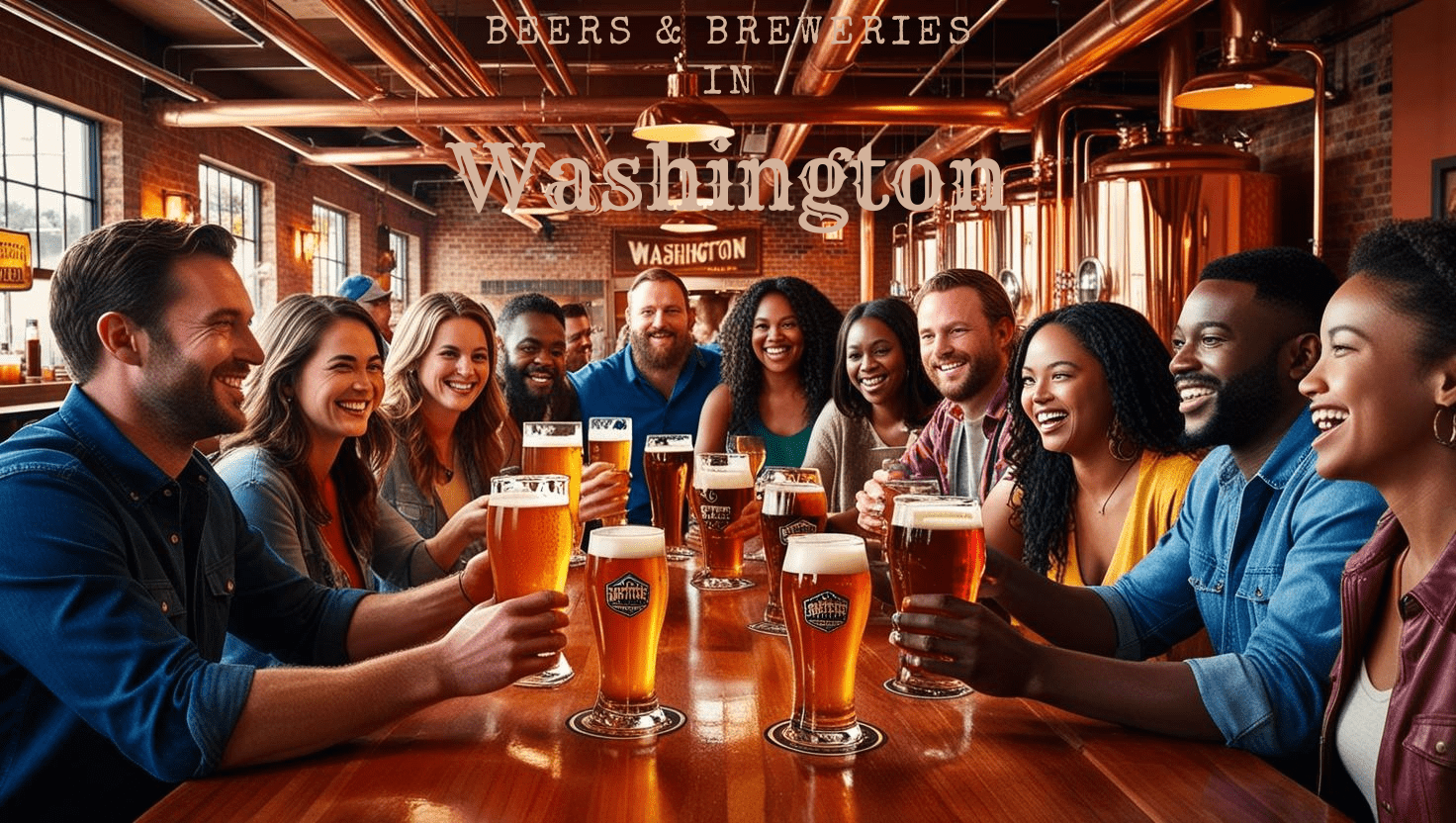 Beers & Breweries in Washington-Folks at the table, beers in hands