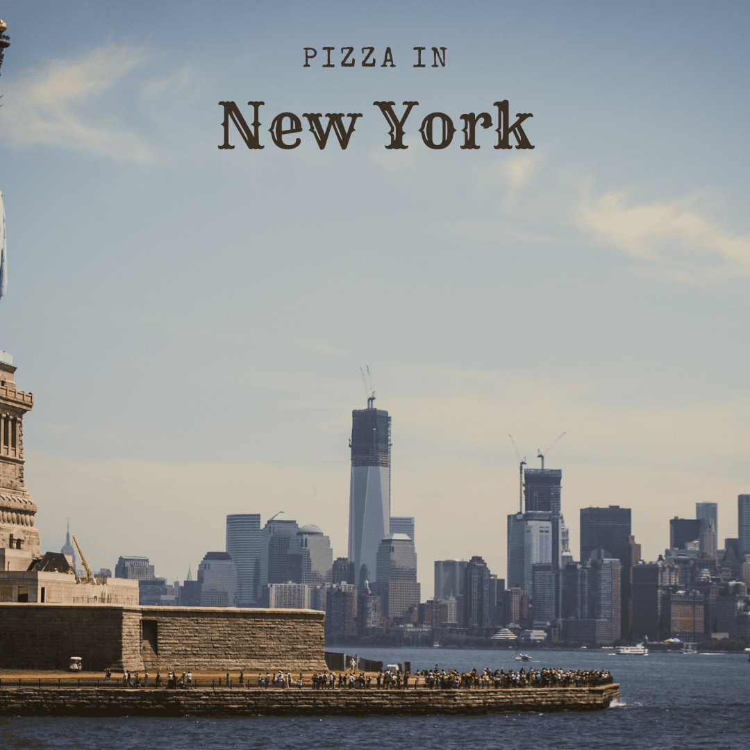 Pizza in New York-NYC skyline