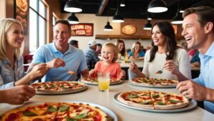 Pizza place in Oklahoma with families at the table