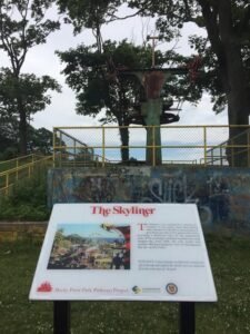 Remnants of the past – one of the signs marking a spot where adventure once thrived at the old amusement park.