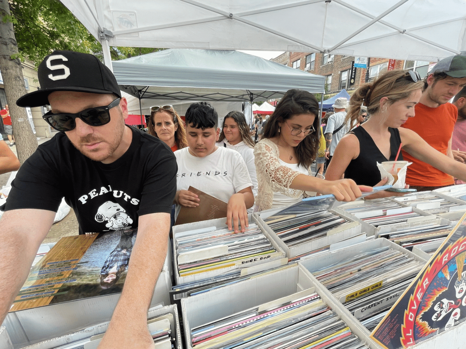 Going through the record rack